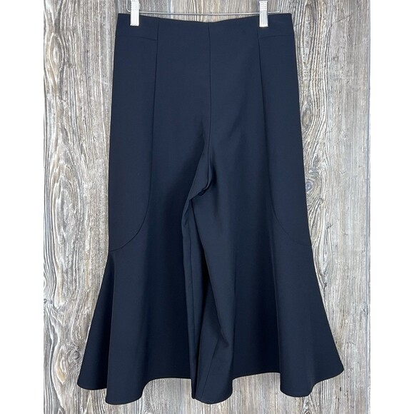 Christina Karen Flared Leg Trousers Black Cropped Minimalist Modern Chic Size XS - Picture 4 of 16